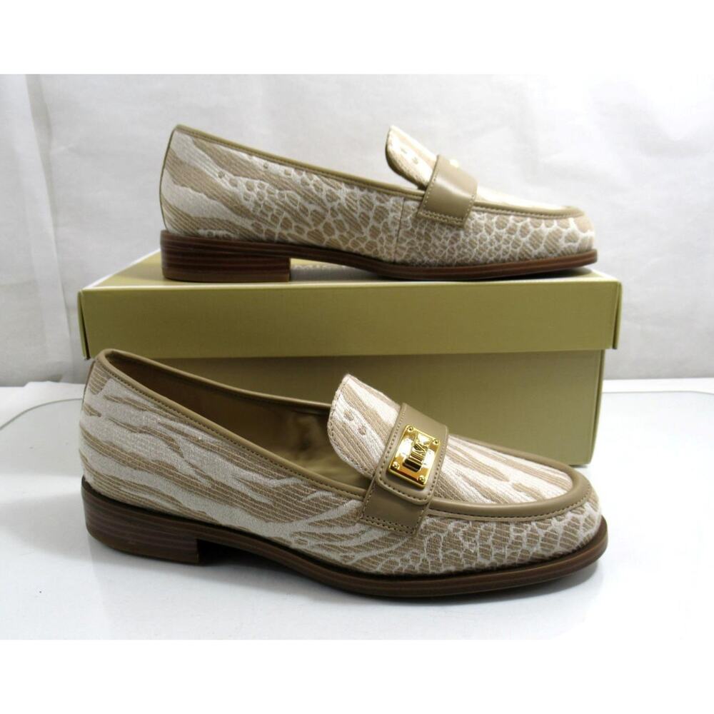 Michael Kors Padma Loafer Flat Shoes MK Logo Hardware Camel Multi Size 7 - Picture 3 of 8